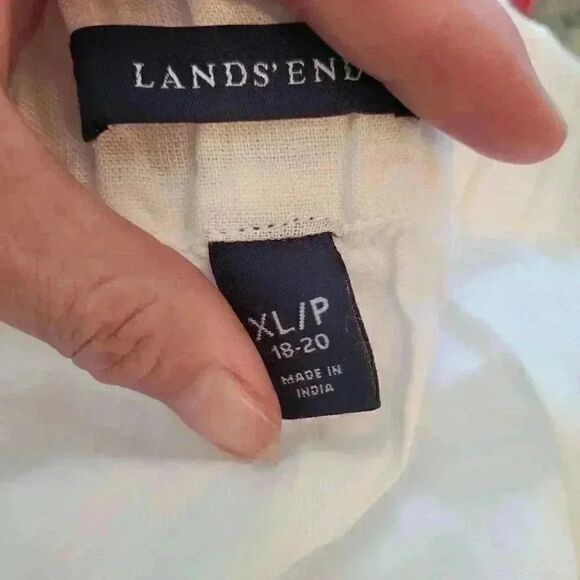 Lands' End White A-Line Skirt with Black Geometric Hem - Picture 4 of 8